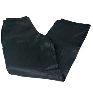New York & Company Black Leather High Waist Straight Leg Pants SZ 10 Biker Moto